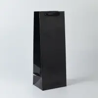 Пакет подарочный под бутылку, упаковка, &laquo;Чёрный&raquo;, 13&times;36&times;10 см