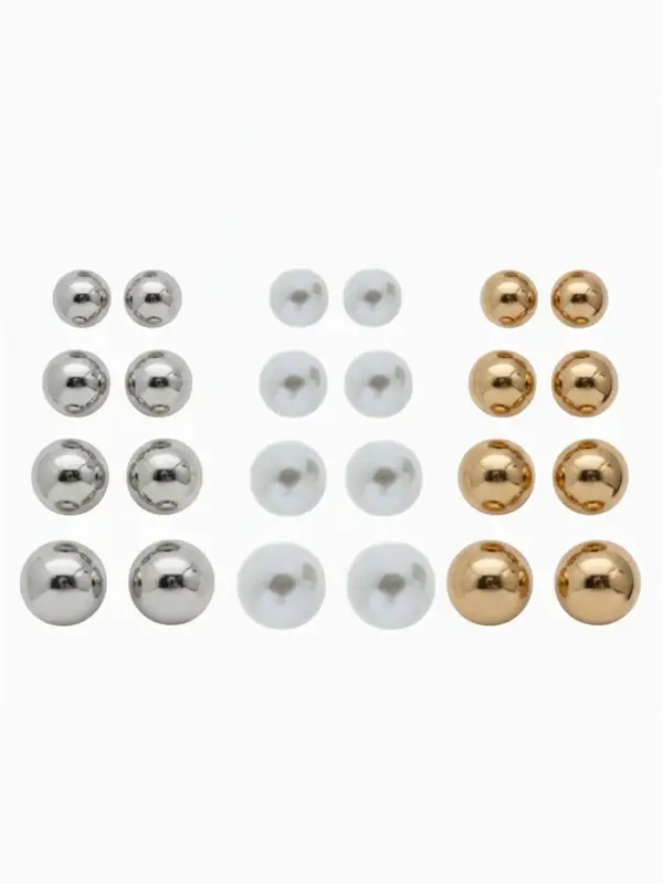 Серьги пусеты QF &laquo;Рэйчел&raquo;, 12 пар, бусины d=6-12 мм, цветные