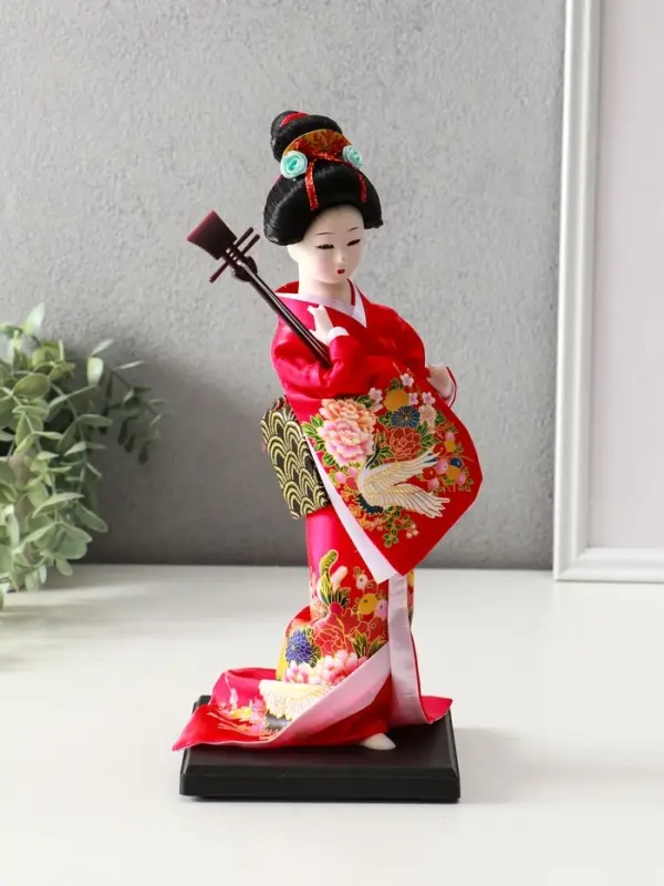 Кукла коллекционная &laquo;Японка в цветочном кимоно с музыкальным инструментом&raquo;, 30&times;12.5&times;12.5 см