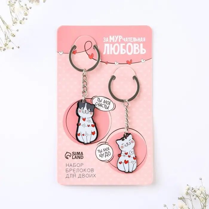 Брелок для ключей парный &laquo;ЗаМУРчательная любовь&raquo;, акриловый, 13.3&times;8