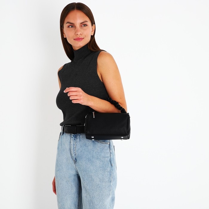 Сумка-багет на молнии, цвет чёрный Сумка-багет на молнии, цвет чёрный
