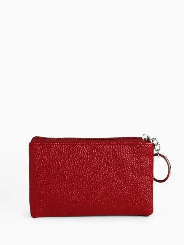 Ключница-кошелёк на молнии, с кольцом, размер 12&times;1&times;7.5 см, красная