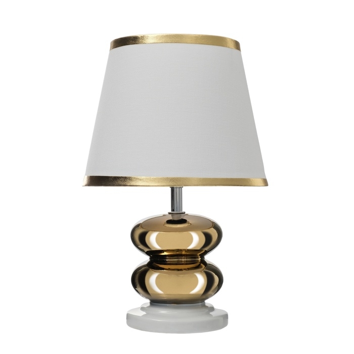 Настольная лампа с абажуром RISALUX «Роса», 1×40 Вт, Е27, белый/золото, 20×20×32 см Настольная лампа с абажуром RISALUX «Роса», 1×40 Вт, Е27, белый/золото, 20×20×32 см