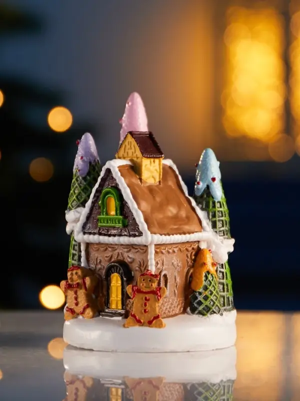 Светодиодная фигура &laquo;Дом печеньки&raquo;, 10&times;7 см, 4 LED, от батареек, свечение тёплое белое