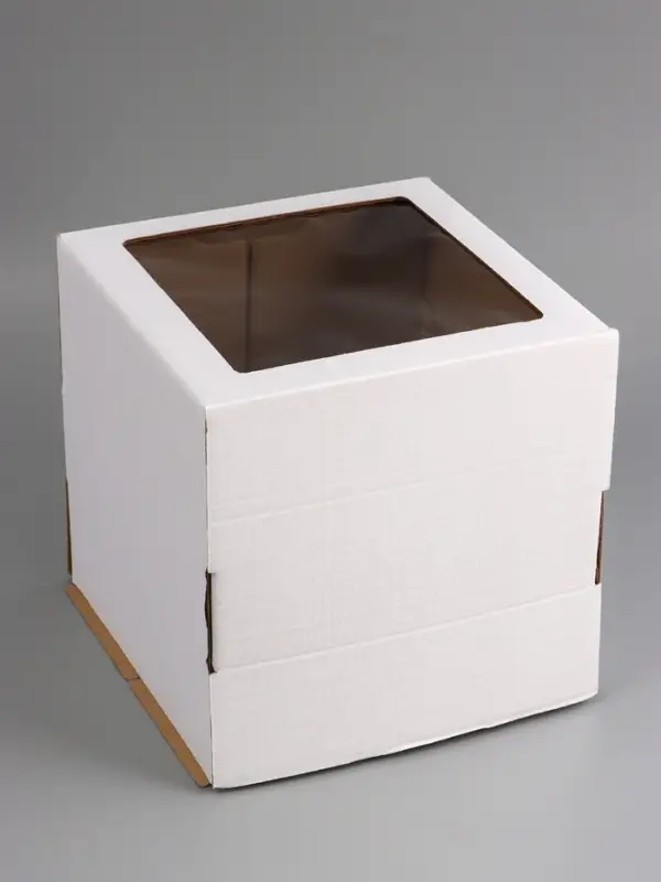 Коробка для торта, кондитерская, белая, с окном 30&times;30&times;30 см Набор 5 шт.