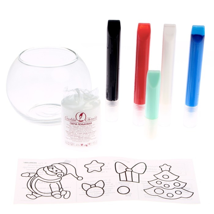 Новогодний набор для творчества. Роспись подсвечника витражными красками «Новый год! Дед Мороз» Новогодний набор для творчества. Роспись подсвечника витражными красками «Новый год! Дед Мороз»