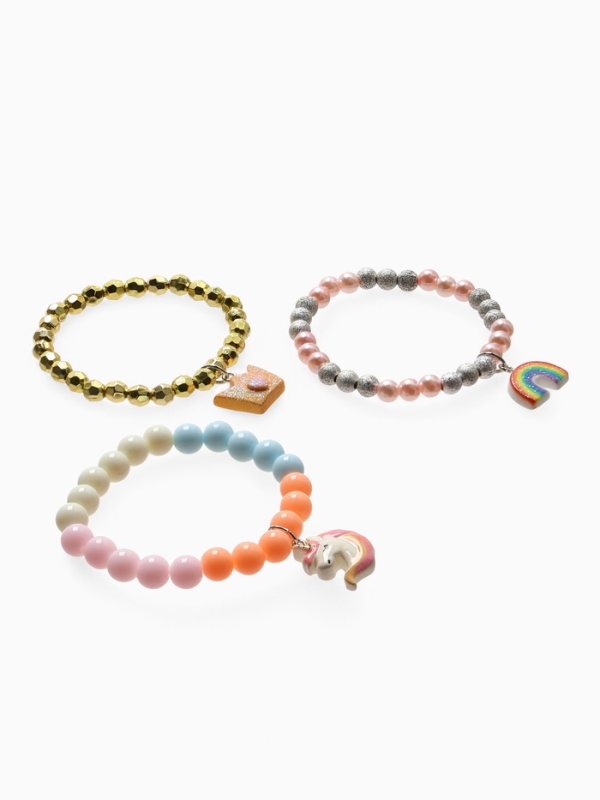 Браслет детский "Выбражулька" 3шт, сияние, единорог, радуга, корона, цветной