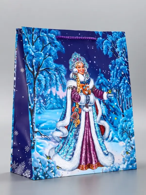 Пакет подарочный новогодний ламинированный, «Снегурочка» , 26×12×32 см Пакет подарочный новогодний ламинированный, «Снегурочка» , 26×12×32 см