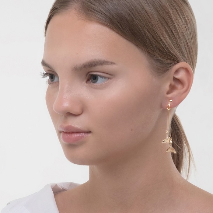 Клипсы «Чувства» китовый хвост, цвет белый в золоте