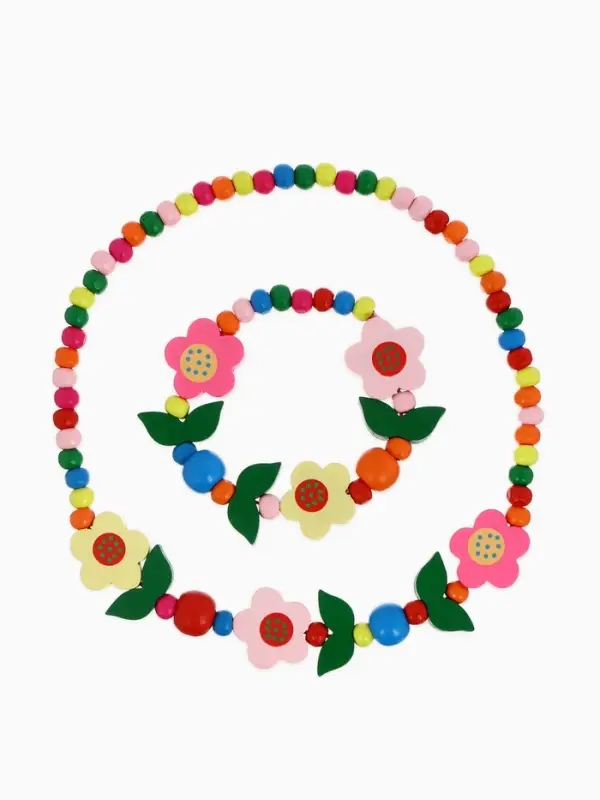 Набор детских украшений Выбражулька &laquo;Цветочное настроение&raquo;, 2 предмета: бусы, браслет d=6 см МИКС
