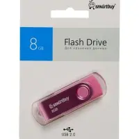 Флешка Smartbuy Twist, 8 Гб, USB 2.0, чтение до 25 Мб/с, запись до 15 Мб/с, розовая