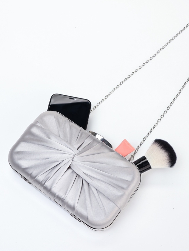 Сумка жен,  20*6*13, отд на фермуаре, цепь, серебро