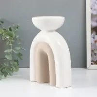 Подсвечник керамика на 1 свечу &laquo;Медуза&raquo;, песочно-белый, 13.5&times;8.7&times;18 см