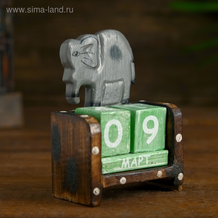 Деревянный календарь Деревянный календарь "Слоник" 7х4х10 см, МИКС (2языка)