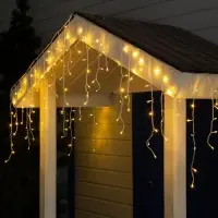 Гирлянда &laquo;Бахрома&raquo; 3&times;0.6 м, IP44, УМС, белая нить, 160 LED, свечение тёплое белое, 220 В