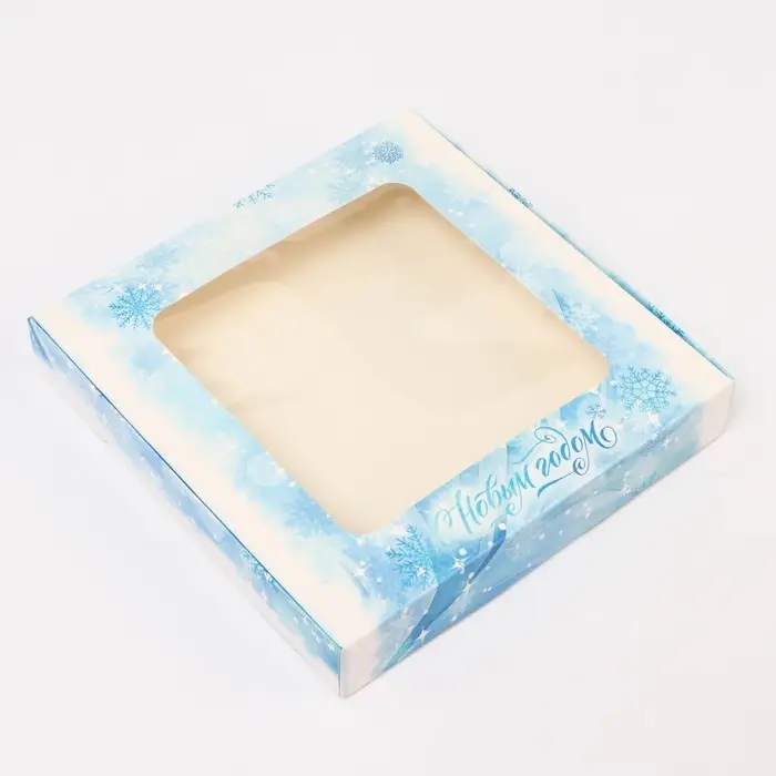 Подарочная коробка сборная с окном «Метель», 19×19×3 см Подарочная коробка сборная с окном «Метель», 19×19×3 см