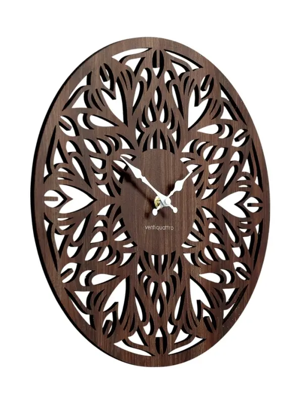 Часы настенные Tenero, интерьерные, плавный ход, d=33.5 см, ажурные, коричневые
