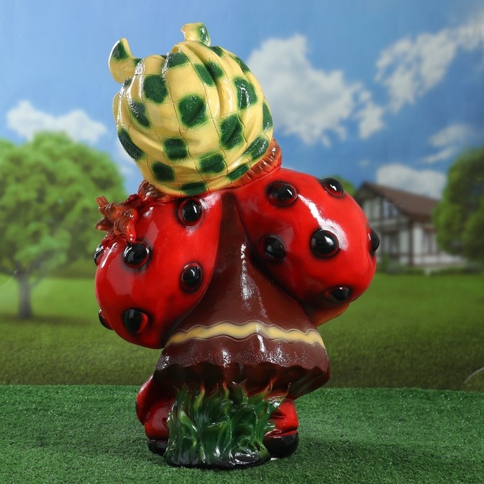 Садовая фигура  Садовая фигура "Гном девочка-божья коровка с виноградом" 44х21х64см