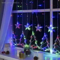 Гирлянда &laquo;Бахрома&raquo; 2.4&times;0.9 м с насадками &laquo;Ёлки&raquo;, IP20, прозрачная нить, 138 LED, свечение мульти, 8 режимов, 220 В