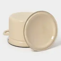 Кастрюля эмалированная, 6 л, d=23.5 см, с крышкой, без декора, цвет слоновой кости