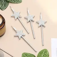 Свечи для торта 4 шт. &laquo;Блестящие звезды&raquo;, серебряные