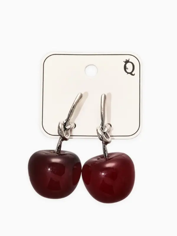 Серьги Серьги "Вишня" узел, цвет бордовый в серебре