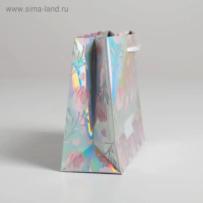 Пакет подарочный голографический, упаковка, «Happy», 15 х 12 х 5.5 см