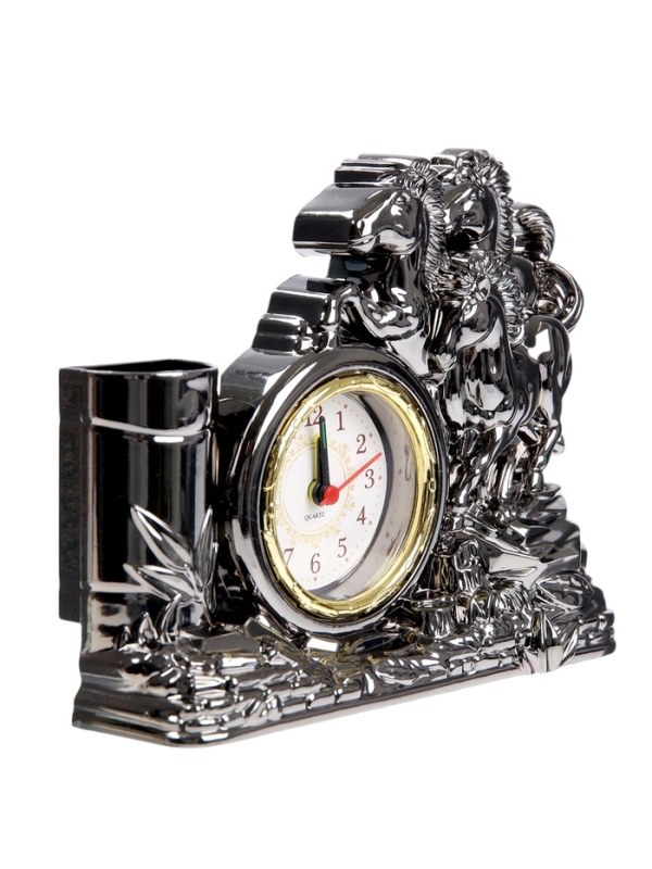 Часы настольные - органайзер для канцелярии будильник «Кони», 14×17×4 см Часы настольные - органайзер для канцелярии будильник «Кони», 14×17×4 см