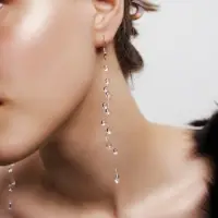 Серьги на леске &laquo;Капля росы. Веточка&raquo;, белые в серебре