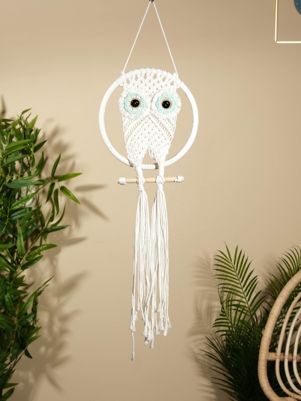 Ловец снов "Сова" 22х80 см. голубой глаз