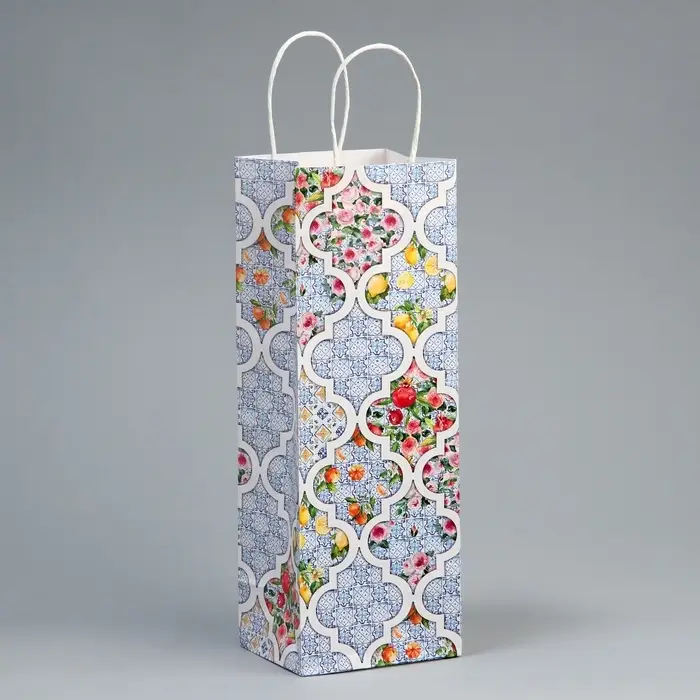 Пакет подарочный под бутылку, упаковка, «Праздничный», белый крафт, 13 х 36 х 10 см Пакет подарочный под бутылку, упаковка, «Праздничный», белый крафт, 13 х 36 х 10 см