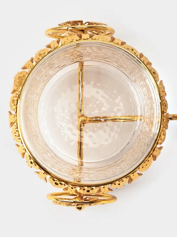 Сахарница &laquo;Велосипед&raquo;, 220 мл, 22&times;13&times;13 см, с ложкой, металл, стекло, золотистые