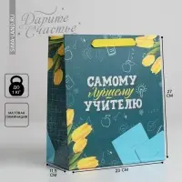 Пакет подарочный ламинированный &laquo;Самому Лучшему Учителю&raquo;, ML 27&times;23&times;11.5 см