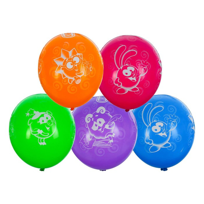 Шар латексный 14 Шар латексный 14" «Смешарики», пастель, 5 ст. рисунок, набор 25 шт. МИКС