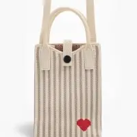 Сумка подр Сердце, 12*4*17, отд на кнопке, дл ремень, бело/серый Сумка подр Сердце, 12*4*17, отд на кнопке, дл ремень, бело/серый