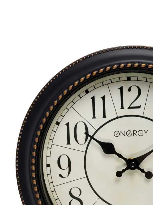 Часы настенные классические ENERGY ЕС-118, бесшумные, плавный ход, d=27.9 см, чёрные