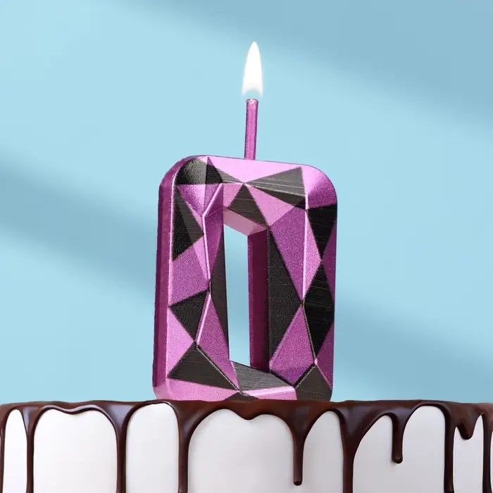 Свеча для торта &laquo;Цифра 0&raquo;, фиолетовый металлик