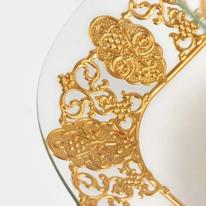 Этажерка-фруктовница квадратная, 2 яруса, 29&times;29 см, 17&times;17 см, высота 43 см, стекло, золотистая