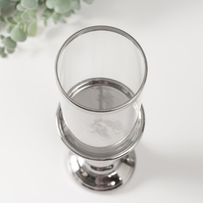 Подсвечник керамика, стекло на 1 свечу Подсвечник керамика, стекло на 1 свечу "Магистр" d=8 см серебро 9,5х9,5х32 см