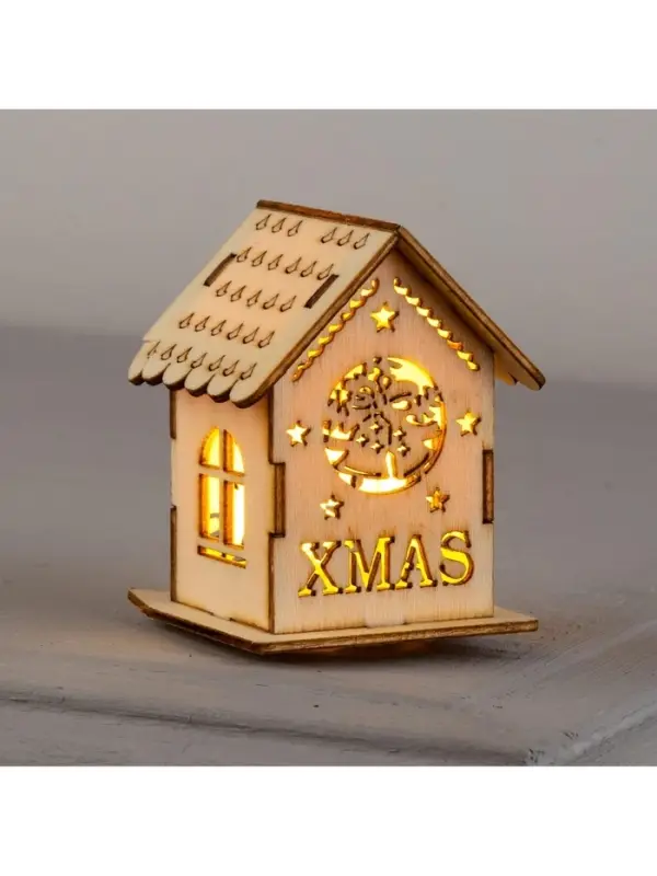Ёлочная игрушка &laquo;Домик с колокольчиками&raquo;, 6&times;4.5&times;4.5 см, от батареек, свечение тёплое белое