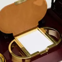 Набор настольный, органайзер 6 в 1, с визитницей и часами, вишня