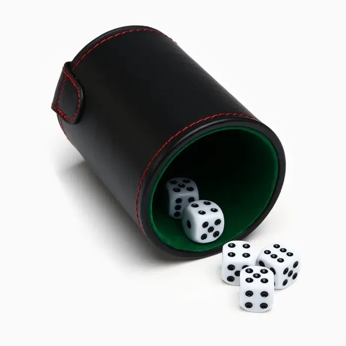 Кожаный стакан для игральных костей, 5 кубиков в комплекте, 7.9&times;10.2 см