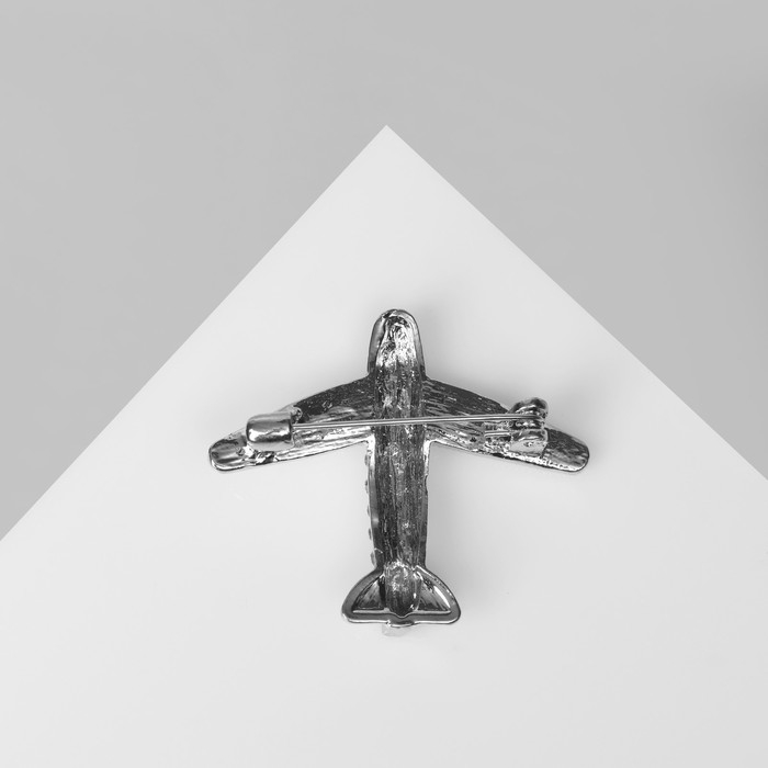 Брошь «Самолёт» покоритель вершин, цвет белый в серебре Брошь «Самолёт» покоритель вершин, цвет белый в серебре