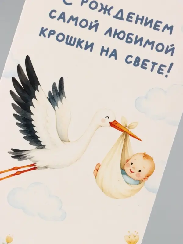 Конверт для денег &laquo;С рождением крошки&raquo;, аист, 16.5&times;8 см
