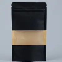 Пакет Zip-lock Крафт с прямоугольным окном, черный,12&times;20&times;4 см