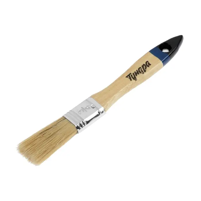 Кисть плоская ТУНДРА, натуральная щетина, деревянная рукоятка, 3/4 Кисть плоская ТУНДРА, натуральная щетина, деревянная рукоятка, 3/4", 20 мм