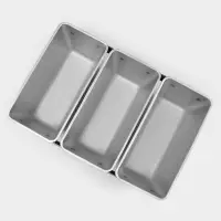 Форма для хлеба, 2.5&times;21&times;10 см, прямоугольная, 3-х секционная, литой алюминий