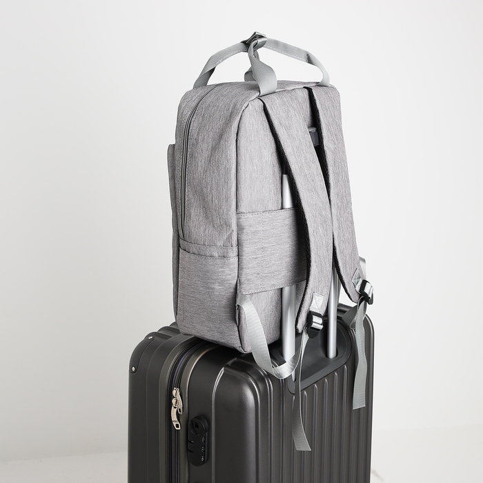 Рюкзак-сумка из текстиля на молнии, 3 кармана, отдел для ноутбука, цвет серый Рюкзак-сумка из текстиля на молнии, 3 кармана, отдел для ноутбука, цвет серый