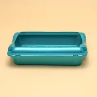 Туалет средний с бортом и сеткой 36&times;26&times;9 см, лоток+сетка+борт бирюзовые