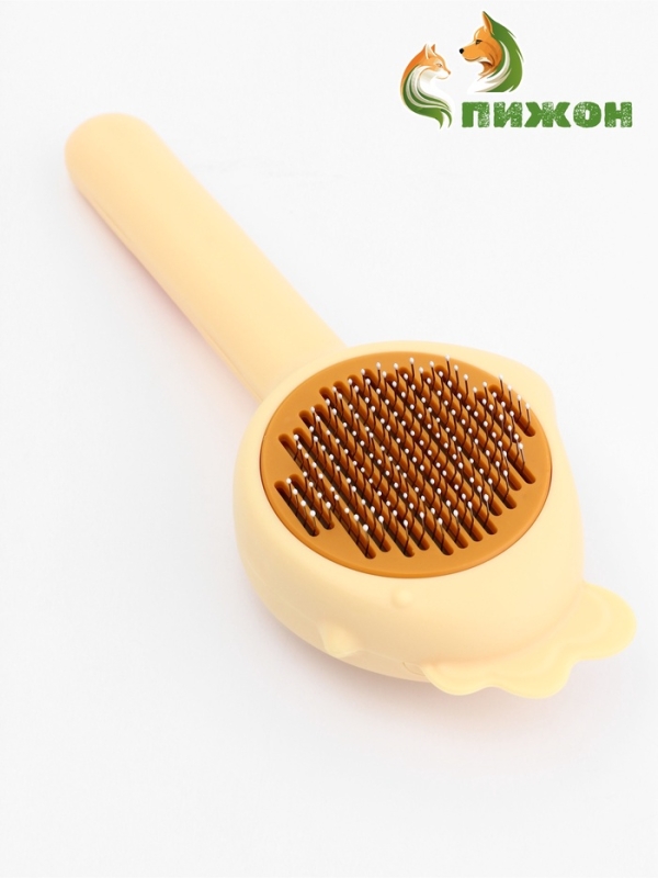 Пуходерка пластиковая Пуходерка пластиковая "Петушок" с самоочисткой, 8,7 х 22 см, жёлтая